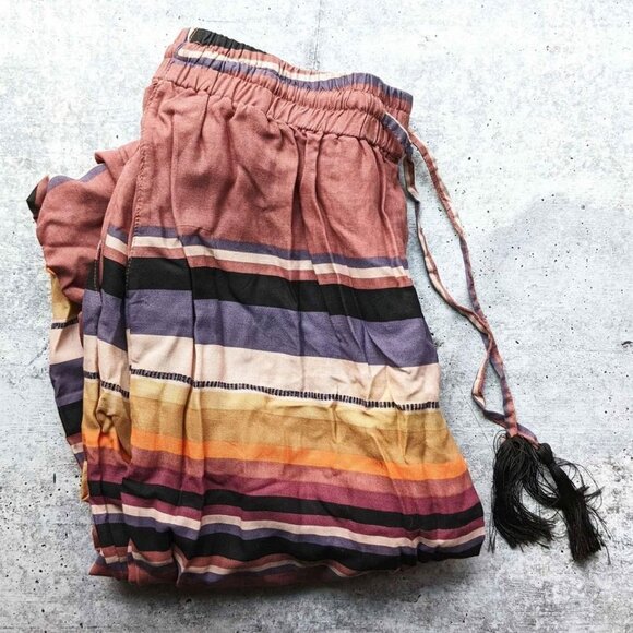 Urban Outfitters Pippa Printed Striped Cropped Drawstring Pants MEDIUM - Picture 6 of 8